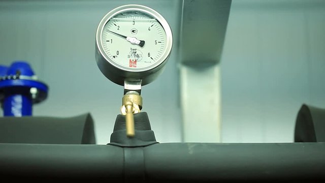 The pressure gauge on the water pipe
