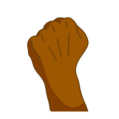 Cartoon black hand in fist gesture on white