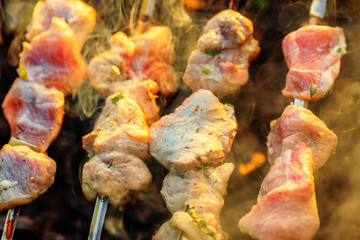 Pork shashlik on skewers