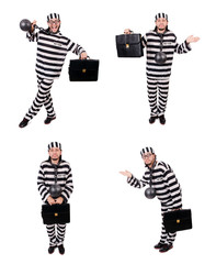 Prison inmate isolated on the white background