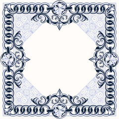 Frame with chain links and diamonds