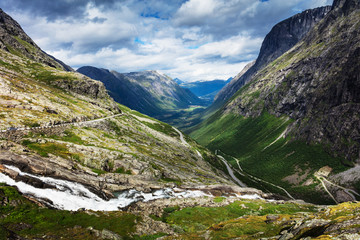 Fototapeta na wymiar Norway troll road, mountain route of Trollstigen