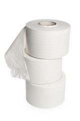 toilet paper on white background