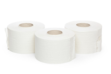 toilet paper on white background