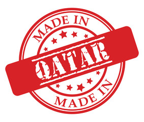 Made in Qatar red rubber stamp illustration vector on white background