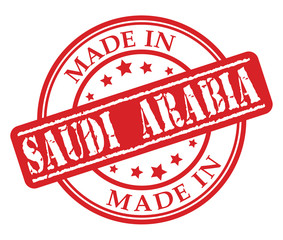 Made in Saudi Arabia red rubber stamp illustration vector on white background