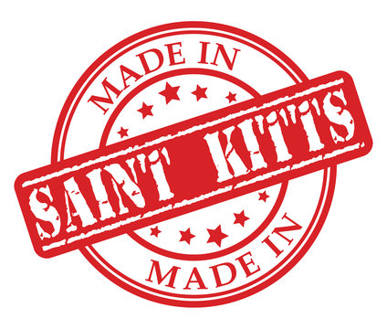 Made in Saint Kitts red rubber stamp illustration vector on white background