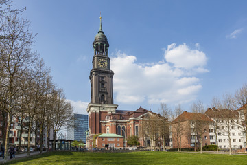 view to  Michel, the famous church in Hamburg