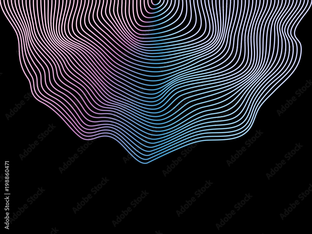 Aufkleber abstract vector colorful circle wave lines isolated on black background for design elements in conce
