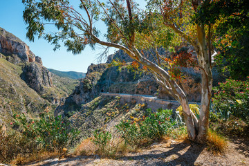 Mountain landscape with road to Elafonissi Beach, Crete, Greece
