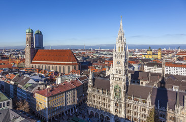 Naklejka na ściany i meble aerial of Munich in beautiful weather