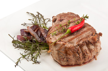 fast food on white background on the plate