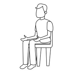 Man seated on chair vector illustration graphic design