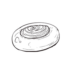 Fototapeta na wymiar Hand drawn bread isolated on white background. Pastry icon vector illustration in sketch style.
