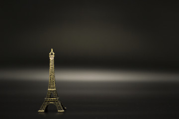 Eiffel tower isolated on black background.