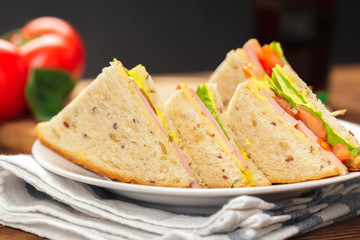 sandwich on a wooden table