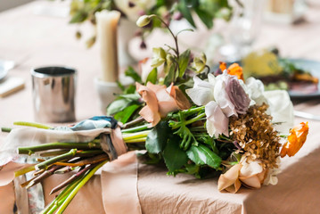 wedding bouquet on the table
