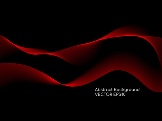 Abstract red wave lines smooth curve isolated on black background for design elements in concept technology, science, music, modern