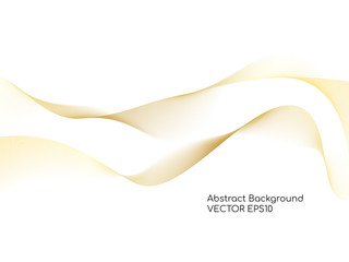 Abstract gold wavy on white background with golden color smooth curves wave lines for luxury backgroundeb