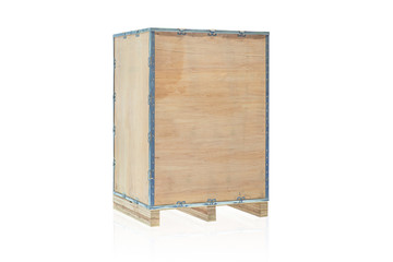Wooden Goods box for cargo shipping isolated on white with clipping path