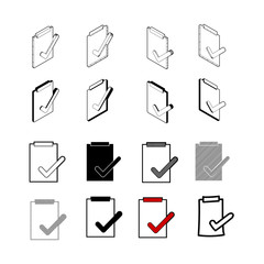 Set of vector Collection modern vector. Correct Check icon multi type of 3d isometric, solid, line, scribble hatch, doodle, shadow isometric and a little colour on white background eps10