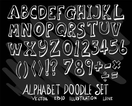Hand drawn doodle vector line font element icon set on Chalkboard eps10