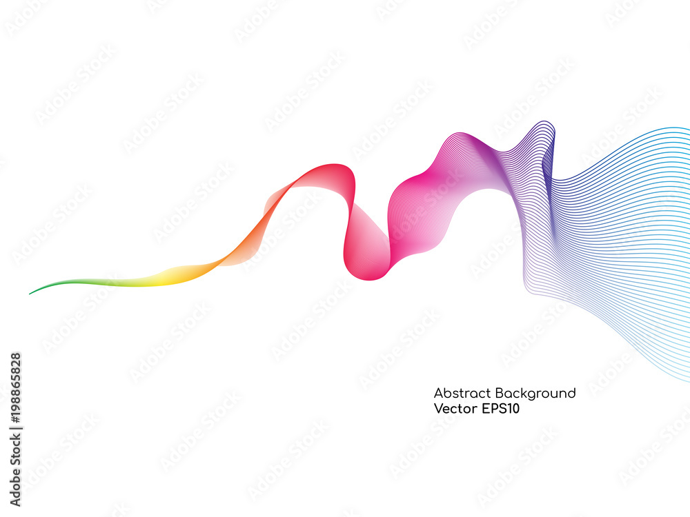 Aufkleber Abstract colorful wavy lines smooth curve isolated on white background for design elements in concept technology, science, music, modern