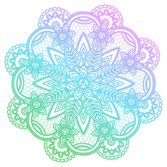 Round gradient mandala with floral patterns
