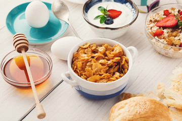 Continental breakfast menu on woden table