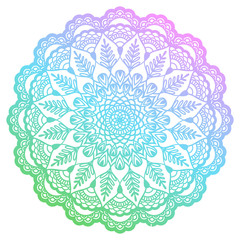 Round gradient mandala with floral patterns