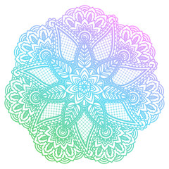 Round gradient mandala with floral patterns