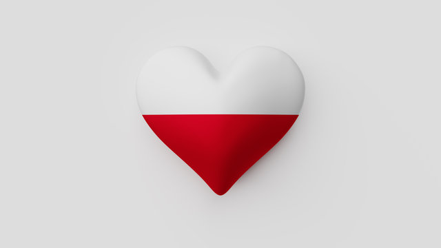 Coraz&oacute;n bandera Polonia. 3D
