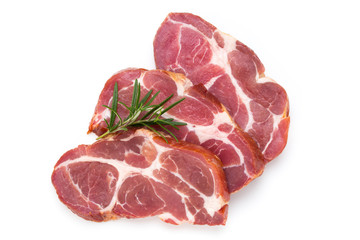 Fresh pig crude meat with rosemary.