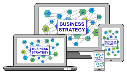 Business strategy concept on different devices