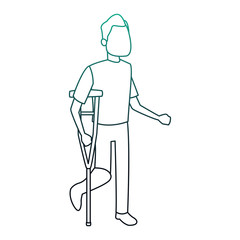 Man walking with leg cast vector illustration graphic design