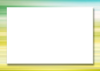 Obraz premium Mock up template with large white horizontal text box. Multicolored striped border, abstract yellow, green background. Summer frame for flyers, web pages, presentations, invitations, postcards, poster