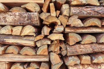 the firewood is folded chipped logs