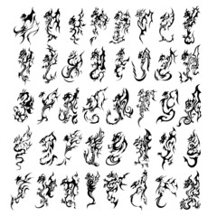 chinese sacred mythology ancient dragons east style celtic tattoos big set
