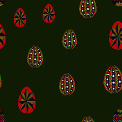 doodle vector easter eggs chaotic seamless pattern