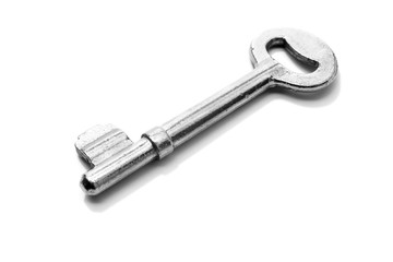 Silver key isolated on white background
