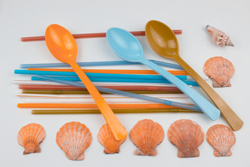 Spoons, tubes and sea objects 