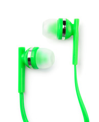 Green plastic ear buds