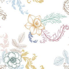 vintage vector floral seamless pattern