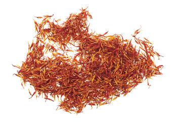 Naklejka premium Saffron spice isolated over white background, top view