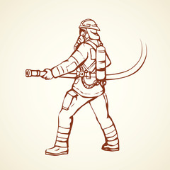 Firefighter. Vector drawing