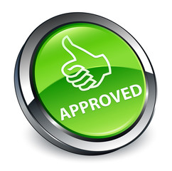 Approved (thumbs up icon) 3d green round button