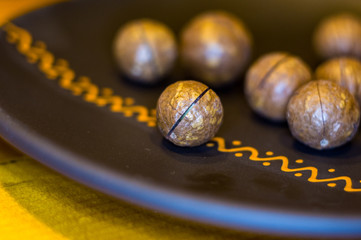 macadamia, Australian nut in a ceramic plate