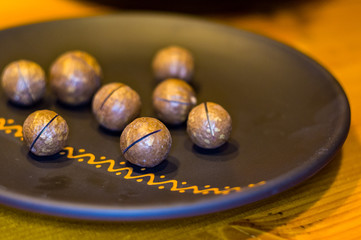 macadamia, Australian nut in a ceramic plate