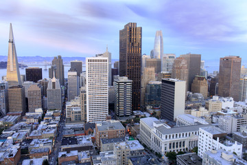 San Francisco Financial District view from above. Aerial view of San Francisco Financial District...
