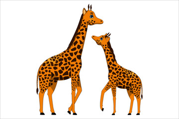 Family of cute cartoon giraffes